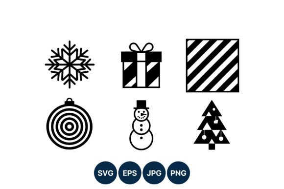 Black White Christmas Icons: Holiday Illustrations