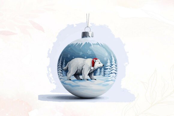 Christmas Bauble with Polar Bear in Sant Illustrations