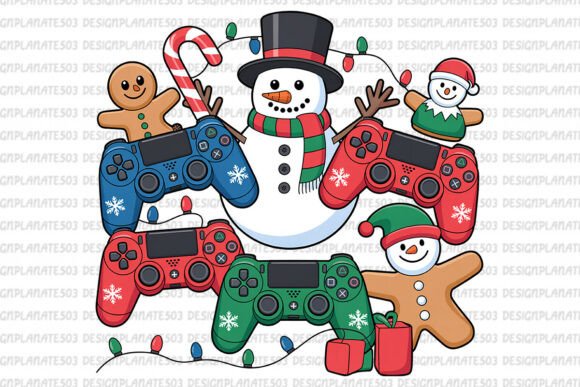 Christmas Gamer Snowman Png: Illustrations for Crafters