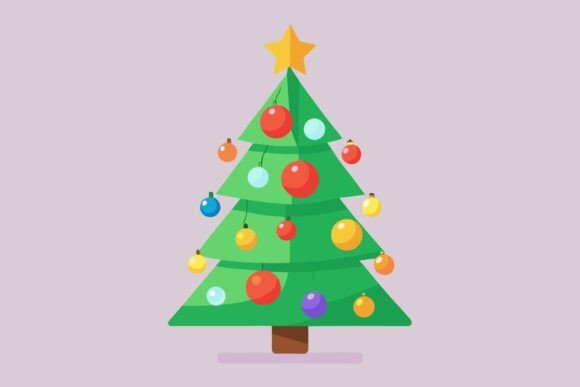 Cute Christmas Tree Flat Design Graphic Freebies Review