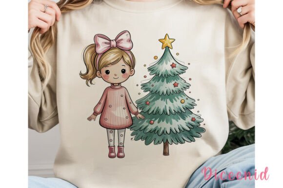 Cute Girl Christmas Tree PNG Clipart Review