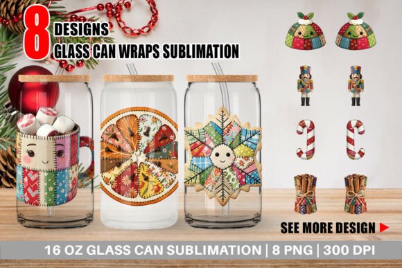 Fabric Christmas Treats Glass Can Wrap Review