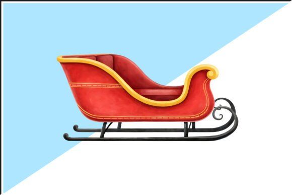 Festive Christmas Red Sleigh PNG Illustrations