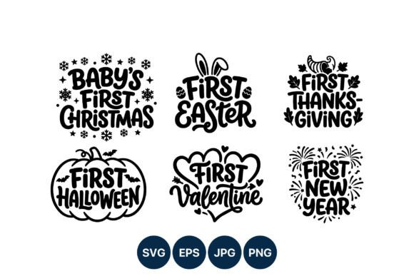 First Baby Holiday Phrases Christmas Illustrations