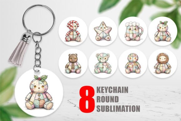 Patchwork Christmas Treat Keychain PNG Illustrations