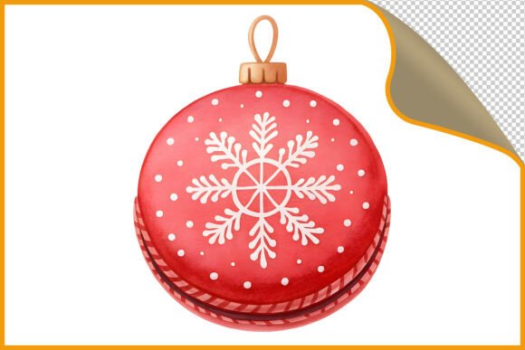 Red Christmas Ornament Snowflake PNG for Illustrations