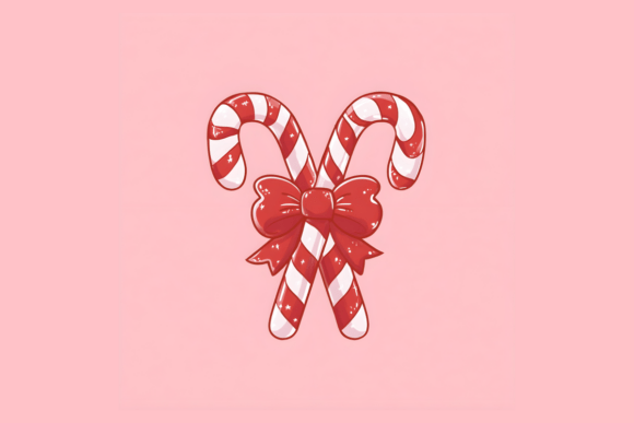 Retro Christmas Candy Cane Clipart PNG Illustrations