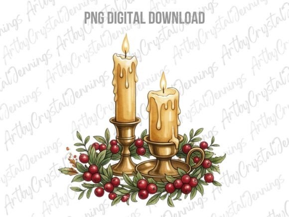 Review: Christmas Holiday Candle Holly PNG Illustrations