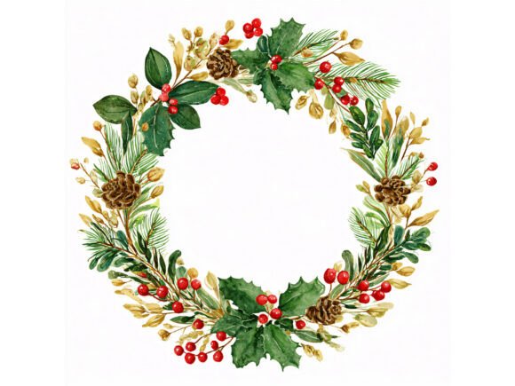 Reviewing 14 JPG Christmas Wreath Watercolor Illustrations