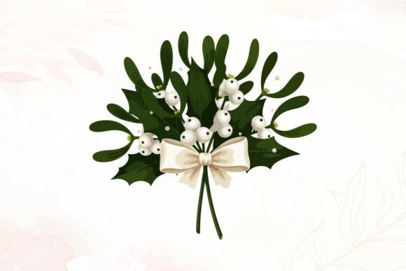 Reviewing Christmas Mistletoe with White Bow Illustrations