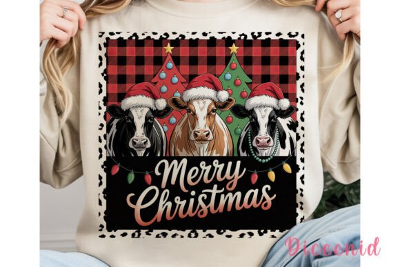 Rustic Christmas Cow Design for Illustrations