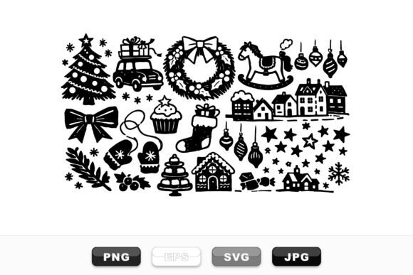 Vintage Holiday Christmas Clipart: Branding Illustrations